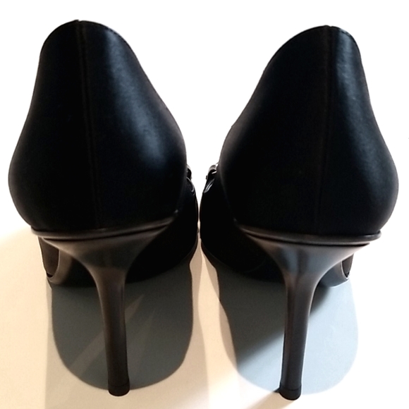 Gucci Horsebit Satin Peep Toe Pump Black 5.5 - Picture 6 of 9